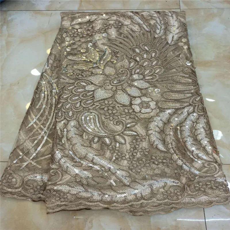 Африканская золотая органза с блестками кружевная ткань высокого качества Лидер