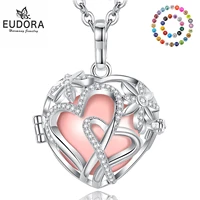 eudora 18mm harmony heart flower bola ball locket with angel caller colorful ringing chime ball pendant pregnancy women jewelry