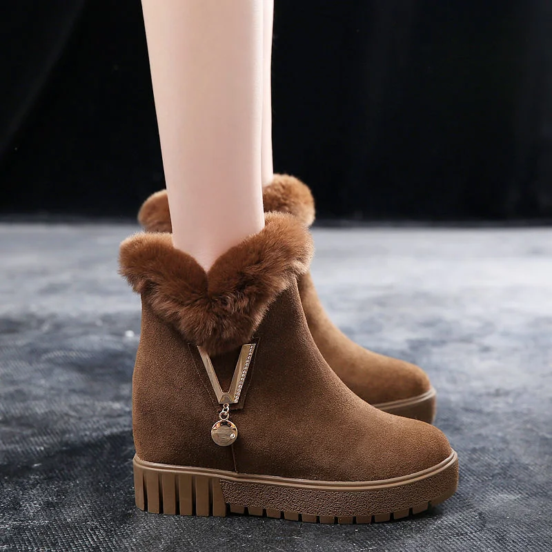

Зимние Нескользящие зимние ботинки, женские бархатные теплые ботильоны, модные повседневные кроссовки на платформе, черные, коричневые дам...
