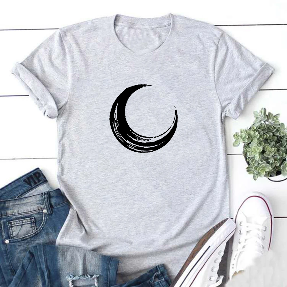 

Moon Print Funny T Shirt Women Summer Short Sleeve Tshirt Women O-neck Casual Black Lives Matter Shirt White Tee Shirt Femme Top
