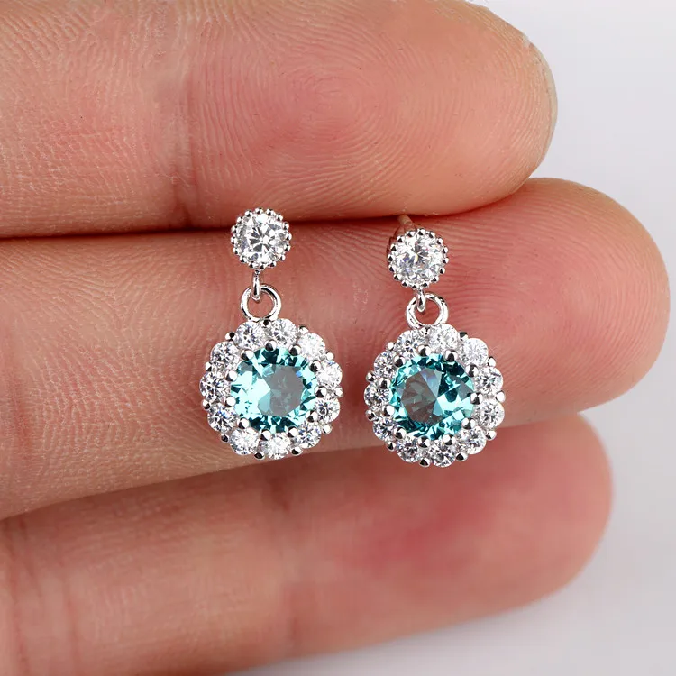 

Aneis Bagues Luxury Female Crystal Topaz Ruby Drop Earrings Fashion 925 Silver Cut Earrings Vintage Double Drop Earrings Gifts