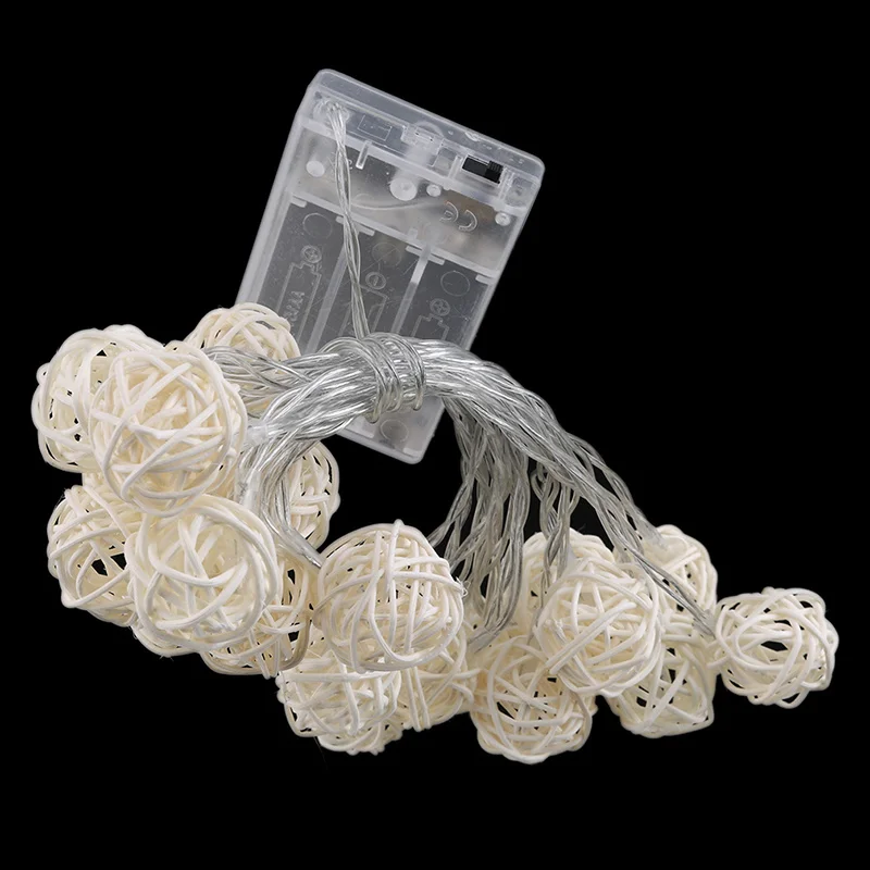 rattanowa kula lampki choinkowe ciąg 2 5 м 20 светодиодов теплая белая гирлянда диаметром 3 см шар