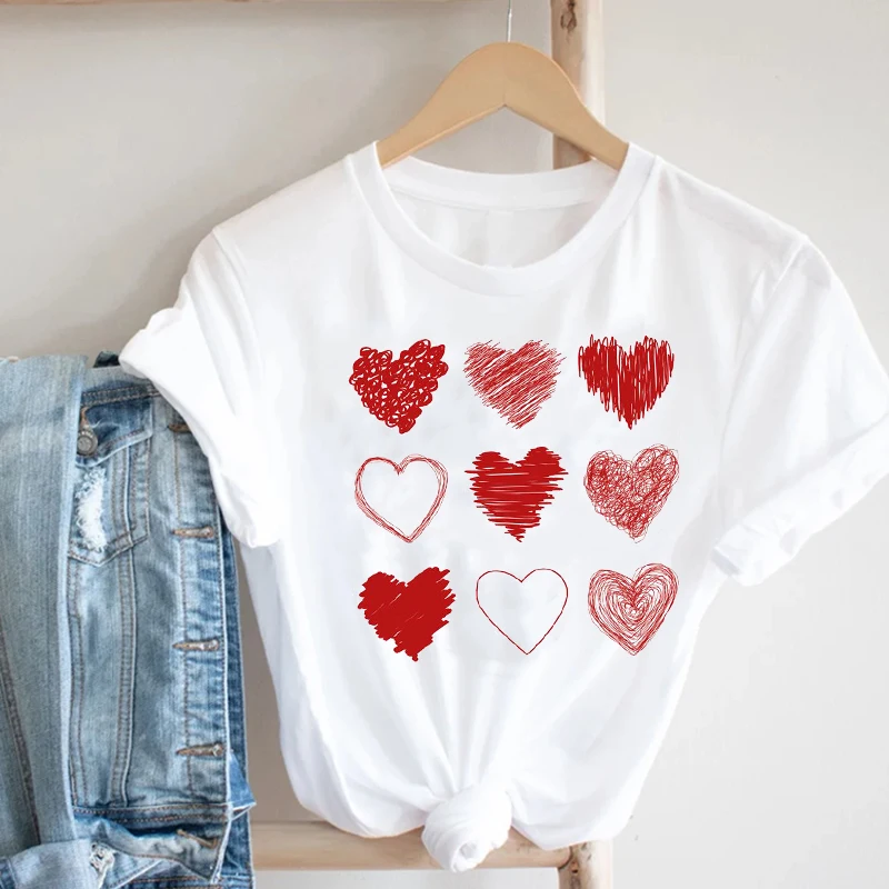 

Women's T-shirts 2021 Heart Shape T-shirts 90's Girl Harajuku graphic t shirt Summer Female T-shirt Short Sleeve woman tshirts