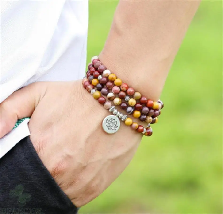 

6mm Mocha stone Yolk stone 108 Beads Mala Bracelet Cuff Bless Wristband Yoga Lucky Chakra Classic Meditation Healing Wrist