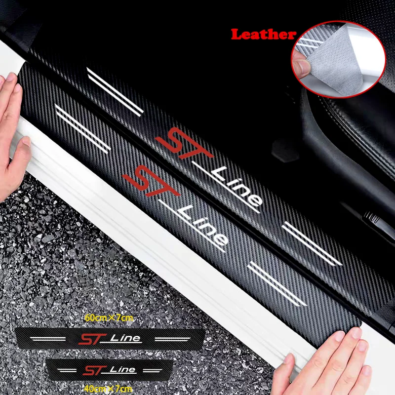 Наклейки на порог автомобильной двери из углеродного волокна для Ford Focus Mk2 3 Mk3 Fiesta