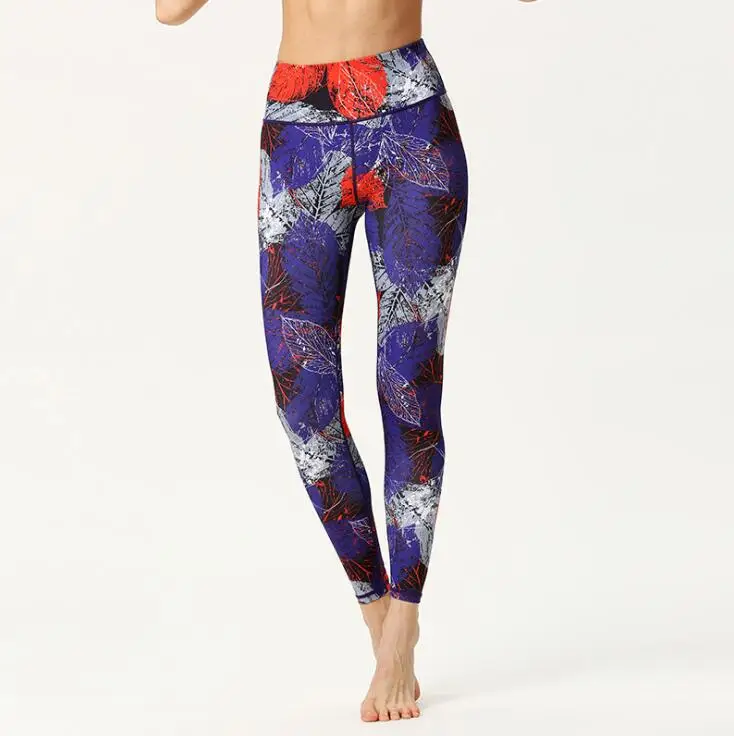 

Women sports Leggings high waist yoga pants flower printed Gym tight high Stretchy Sport Leggins Workout gym Tights running Pant