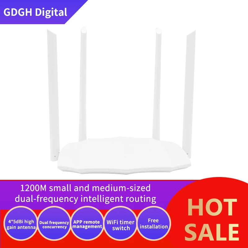 Беспроводной Wi Fi роутер GLVISION GLC5 AC1200 с антенной высоким коэффициентом усиления 2 4