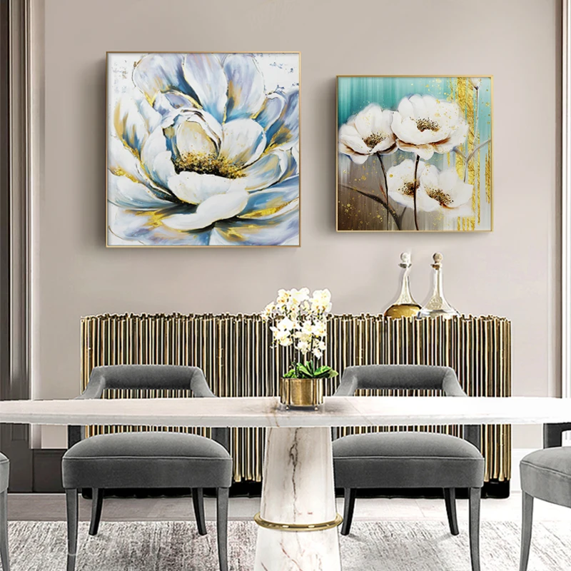 

Nordic Watercolor Flowers Canvas Painting Wall Art Picture Posters and Prints Modern Scandinavian Golden Living Room Home Decor