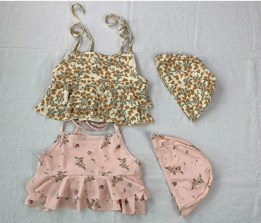 2021 Новое летнее платье для маленьких девочек Купальник с цветочным рисунком