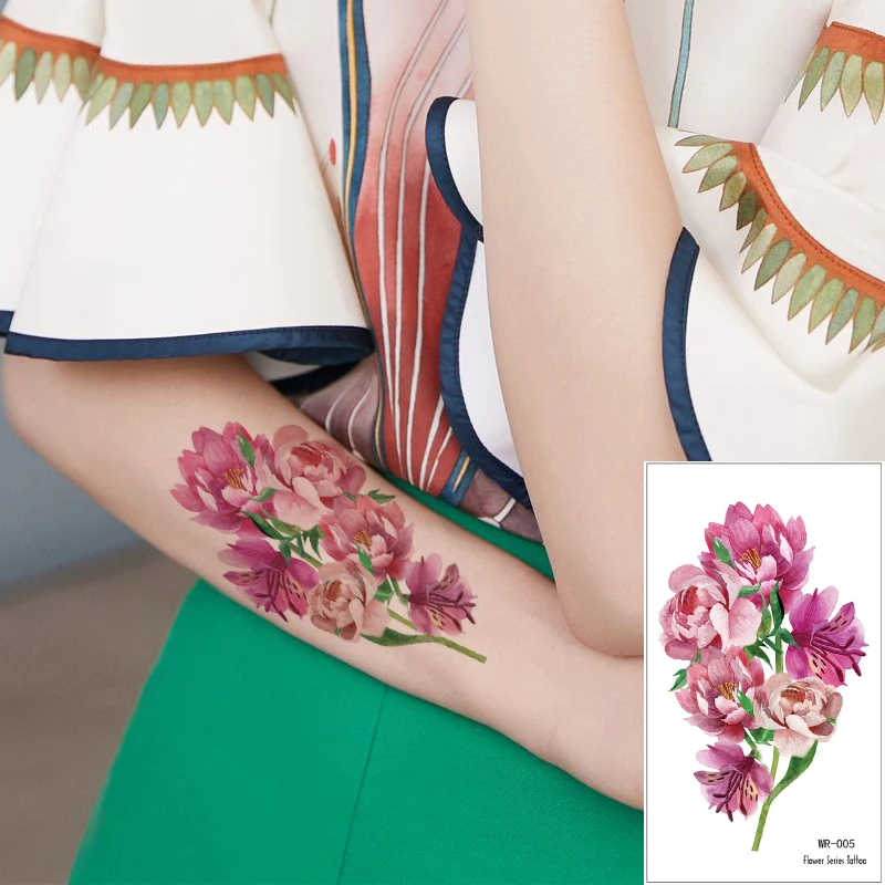 Водостойкая Временная тату наклейка красота Цветущий цветок дизайн рук ног тела
