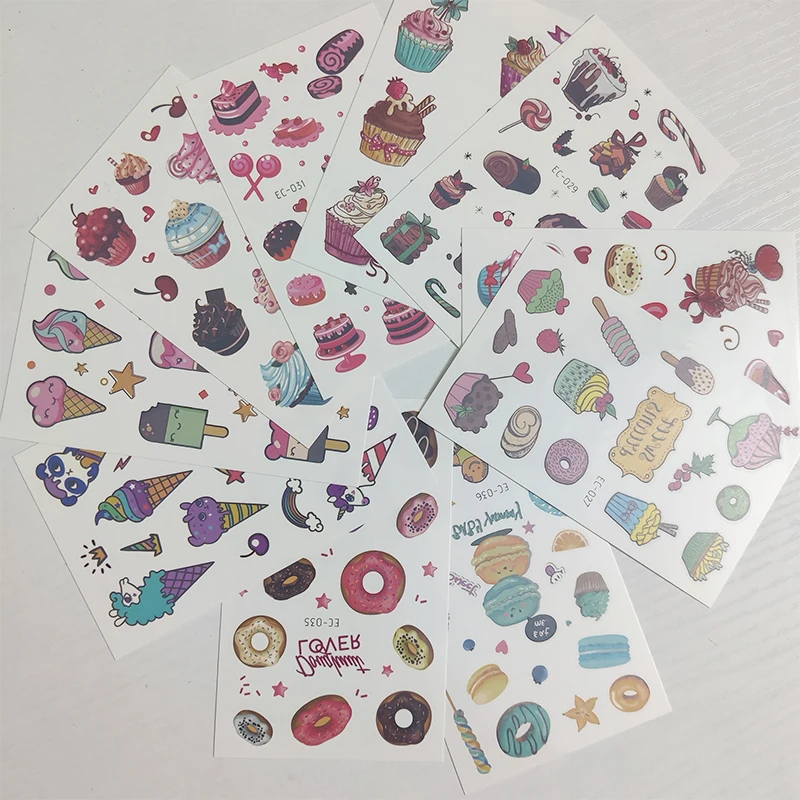 

10pcs Children Temporary Tatoo Sticker Waterproof Fake Tattoo Unicorn Rainbow Love Flower Tattoos Hand Foot Tatouage Boy Girl