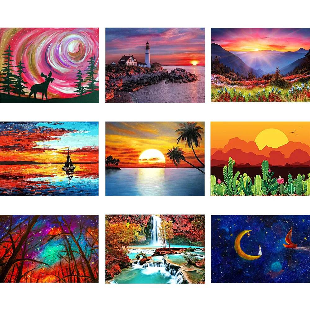

DIY 5D Diamond Painting Cross Stitch kit Sunset Beach Landscape Full crystal Diamond Embroidery Kit child Home Decoration gifts