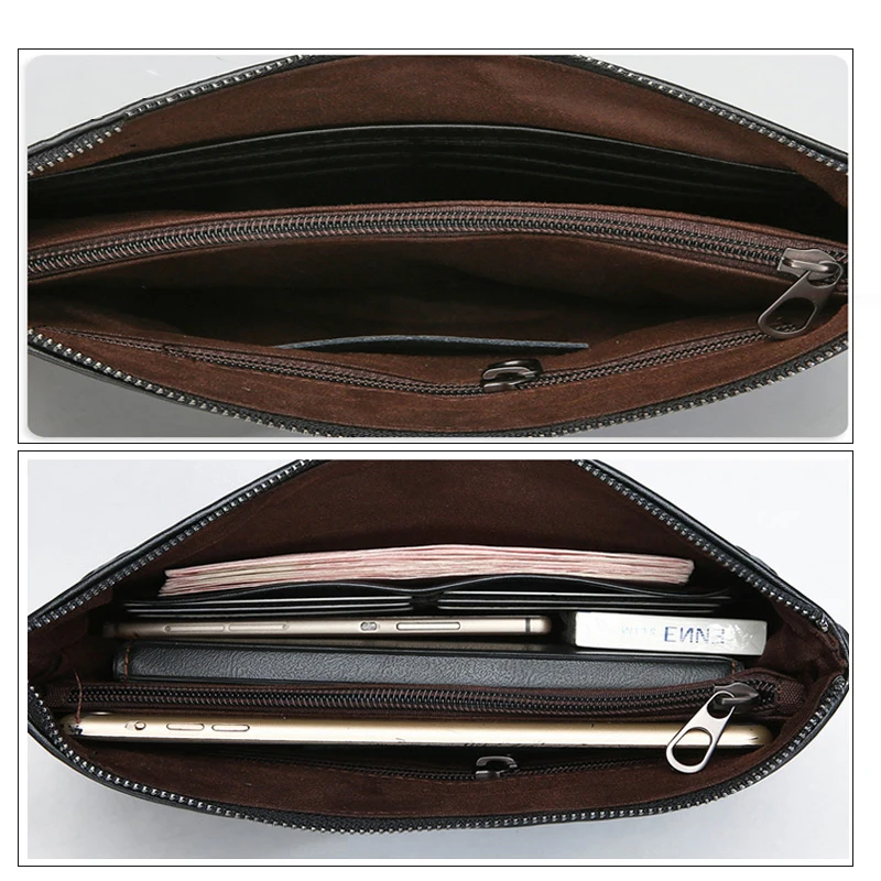 

Men Clutch Bags Leather Plaid Design Clutches Bag for Man Casual Pack Wallet with Hand Strap Waterproof Pouch Popular Small bag