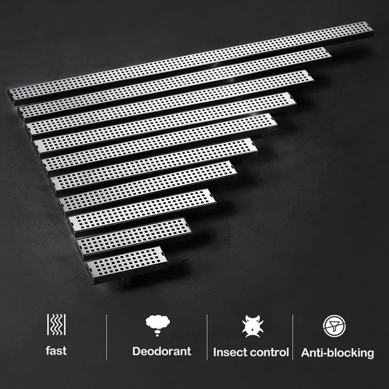 

Wetips Bathroom Shower Drain Floor Square Drains Fast Long Linear Drainage Channel Drain Bathroom Deodorant Floor Drainer