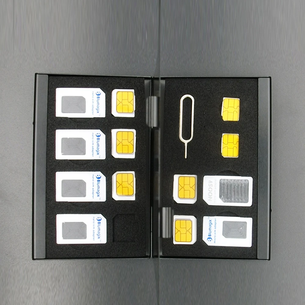 21 в 1 алюминиевая портативная SIM-карта Micro Pin Nano коробка для хранения карт памяти