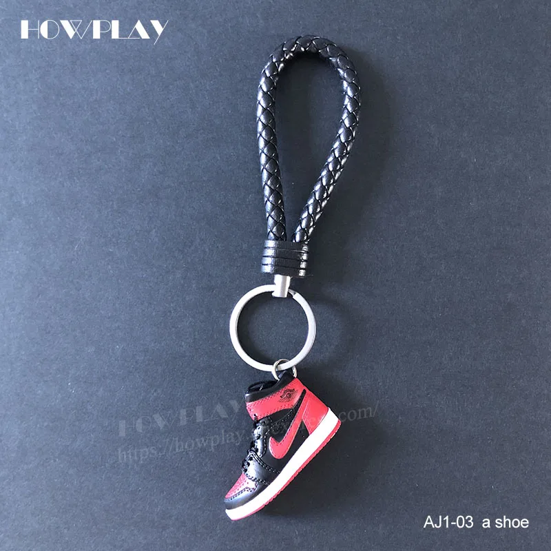 single--AJ1-jinchuan Howplay Mini Sneakers Basketball Shoes Keychain 3D Backpack Pendant Bag Charm AJ1 OW Creative Gifts Keyring for1/6 Soldier Doll - Цвет: single--AJ1-jinchuan
