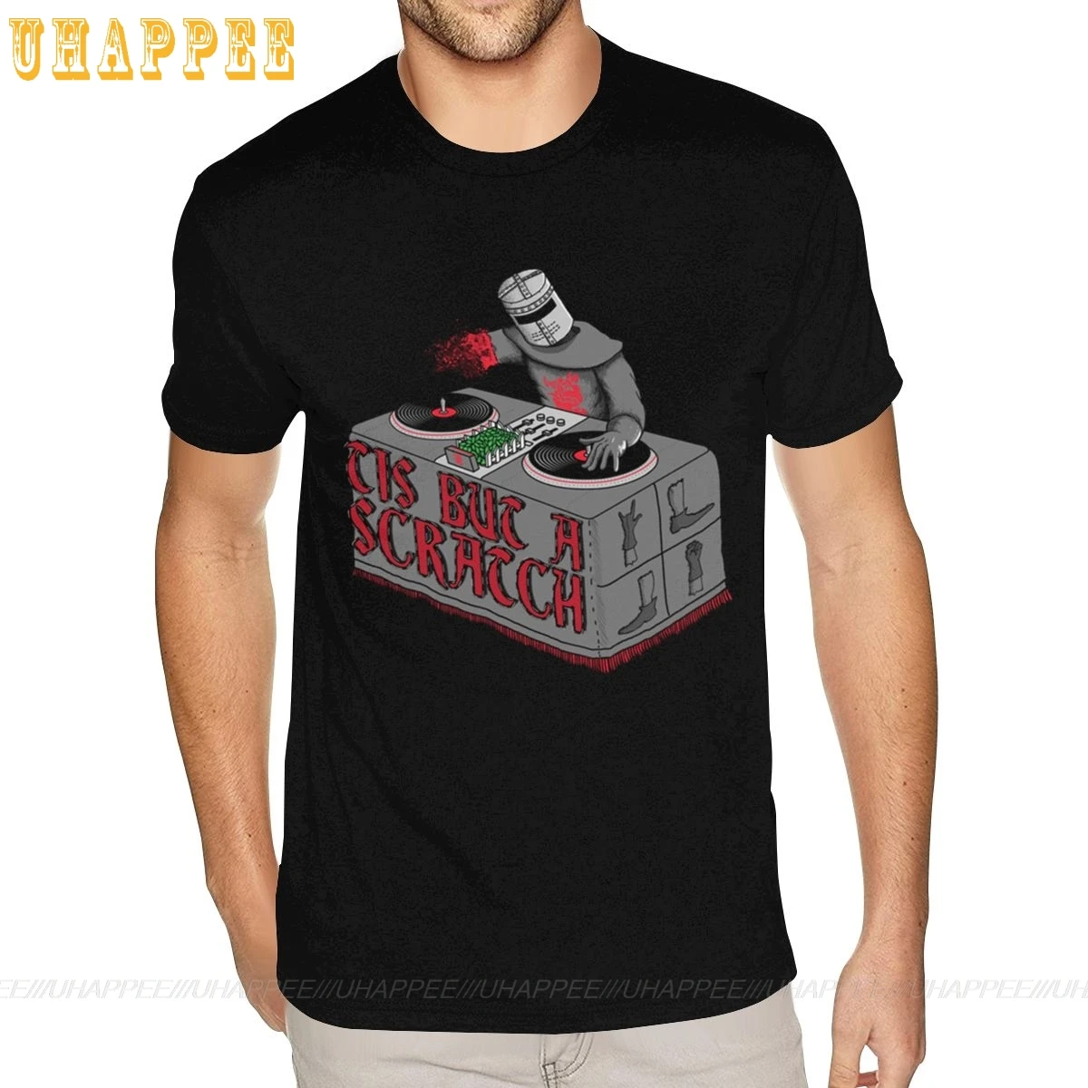 Футболка мужская с коротким рукавом и принтом Тис но а царапин черная XXXL|Мужские