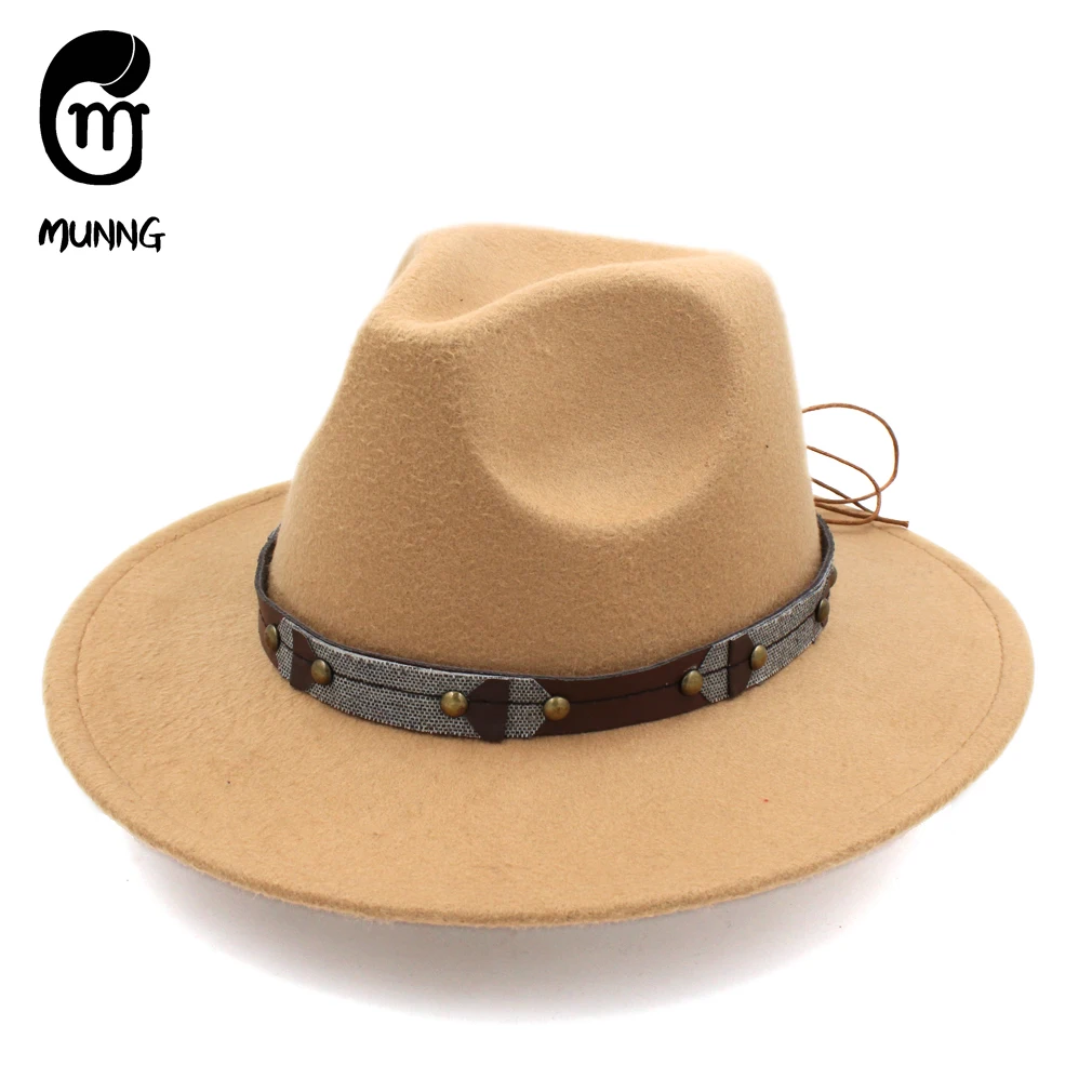 

Munng Child Sunhat Wool Blend Young Cute Boy Girl Jazz Fedora Cap Stiff Brim Panama Hat With Leather Belt