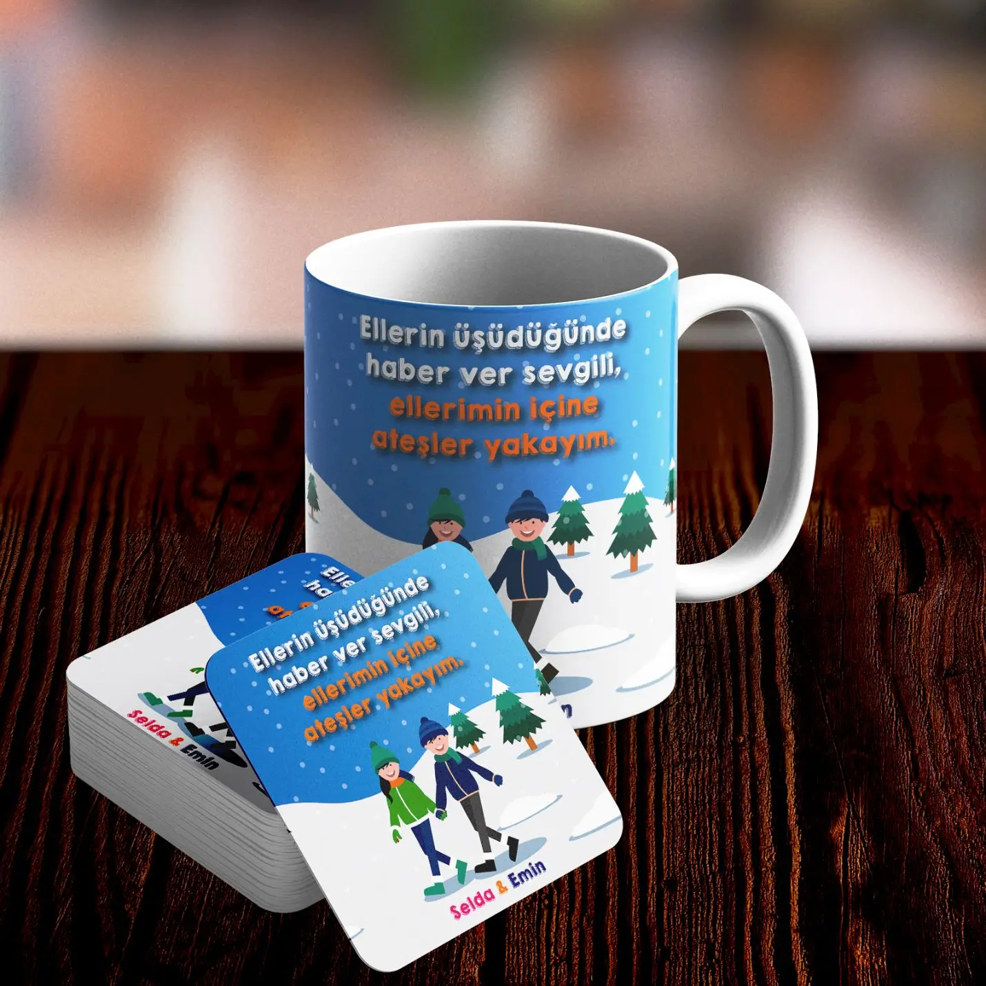 

Personalized Romantic Mug and Underlay Set-3