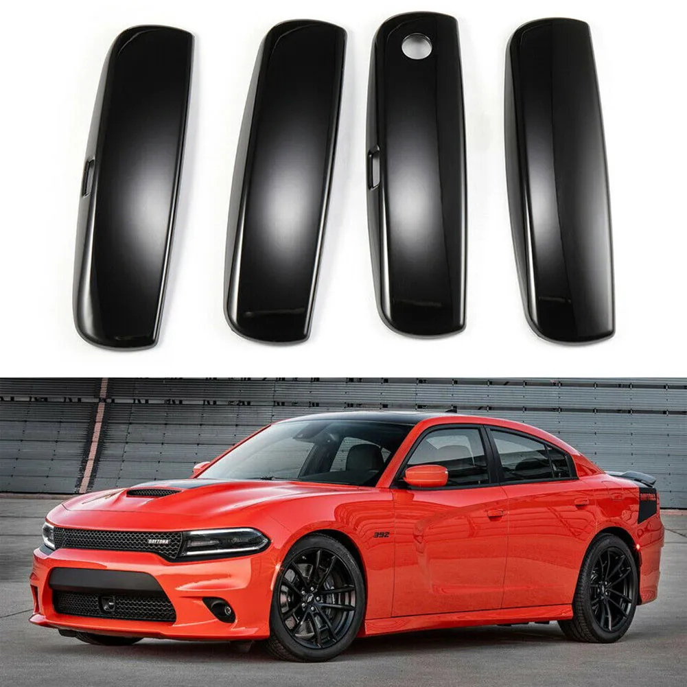 

4Pcs Car Door Handle Covers For 2011-2020 Dodge Charger Gloss Black Decor Cover Trim Door Collision Avoidance Decoration Strips