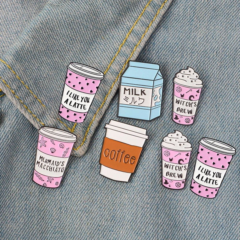 Мультяшная эмалированная булавка иглы молоко мороженое Кофе чашка Милая брошь