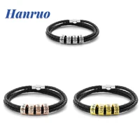 custom name personalized men women bracelet stainless steel bead leather bracelets on hand family custom jewelry gifts wristband