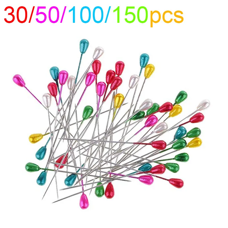 

LMDZ 30/50/100/150Pcs Pearl Head Pin Straight Sewing Pins for Corsage Dressmaking Florists Sewing Pins with Plastic Box