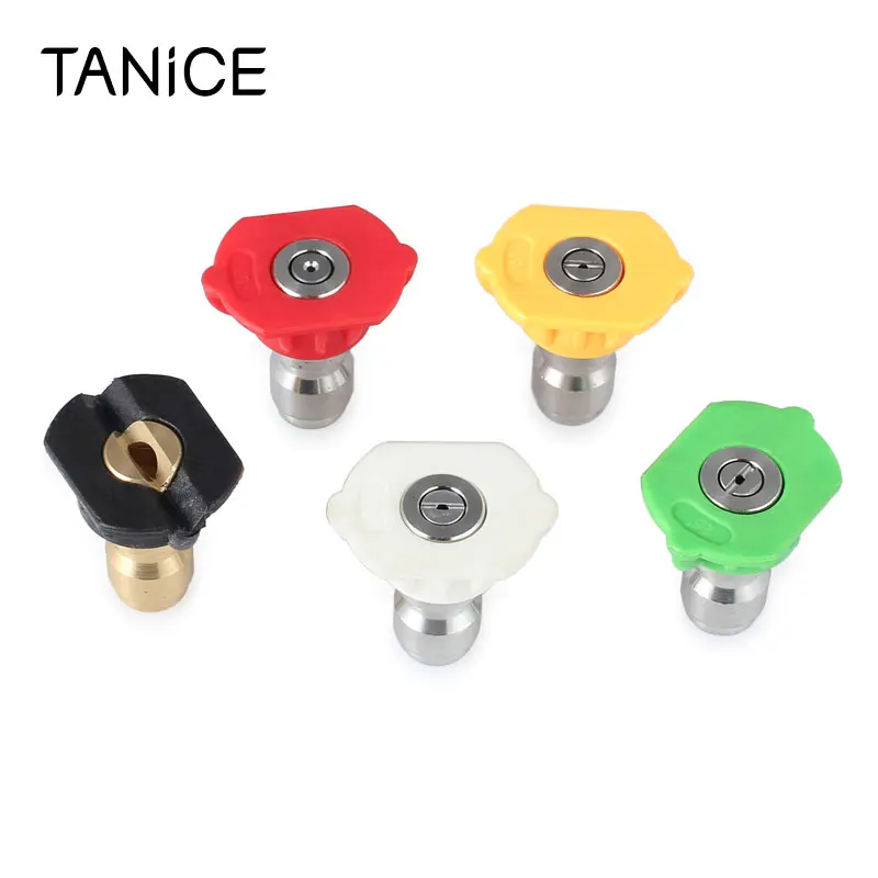 

TANiCE 5 шт. наконечники Распылителя Высокого Давления различные градусы 1/4 "быстрое соединение 0 15 25 40 65 градусов черный наконечник для мыла