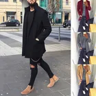 Новое осенне-зимнее модное мужское пальто, модная повседневная куртка с лацканами, длинный мужской тренчкот, мужское шерстяное пальто, мужская куртка