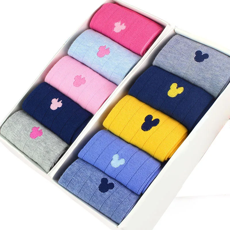 Детские носки disney, 5 пар в партии милые мягкие теплые хлопковые носки с рисунком Микки осенне-зимние носки для маленьких мальчиков и девочек От 2 до 12 лет