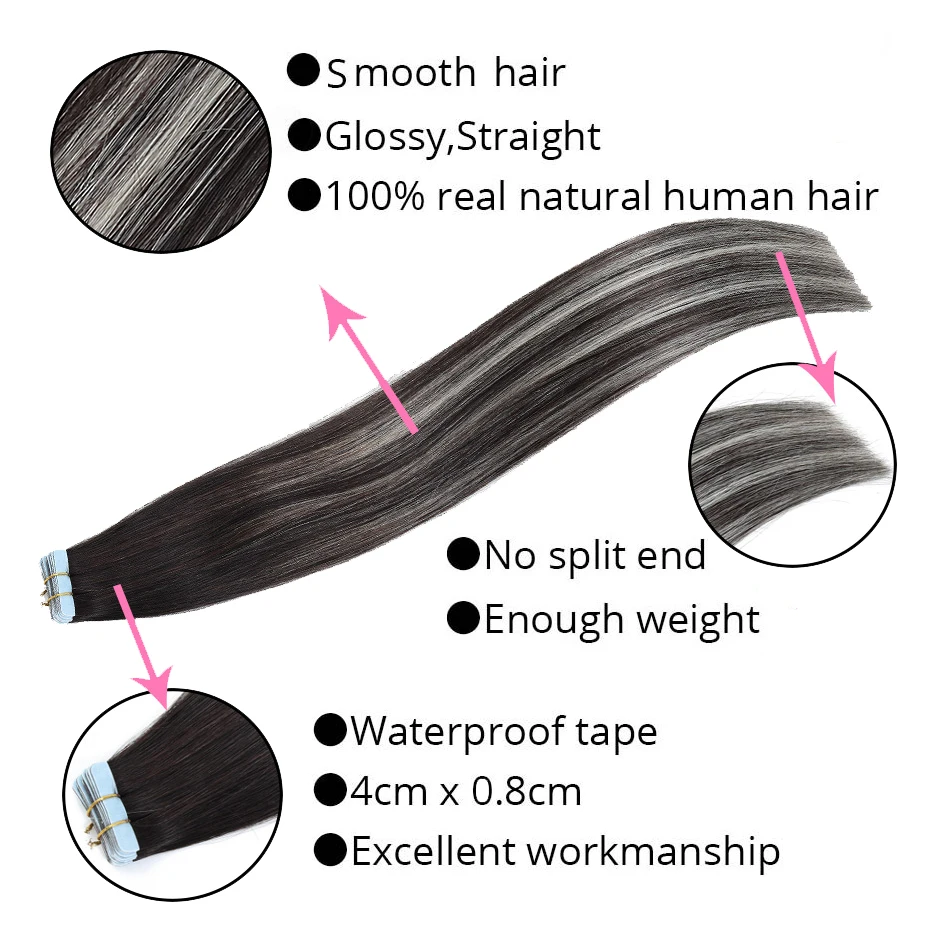 MRSHAIR 20 дюйм(ов) ленты в расширениях Ombre штук non реми выметания человеческие волосы - Фото №1