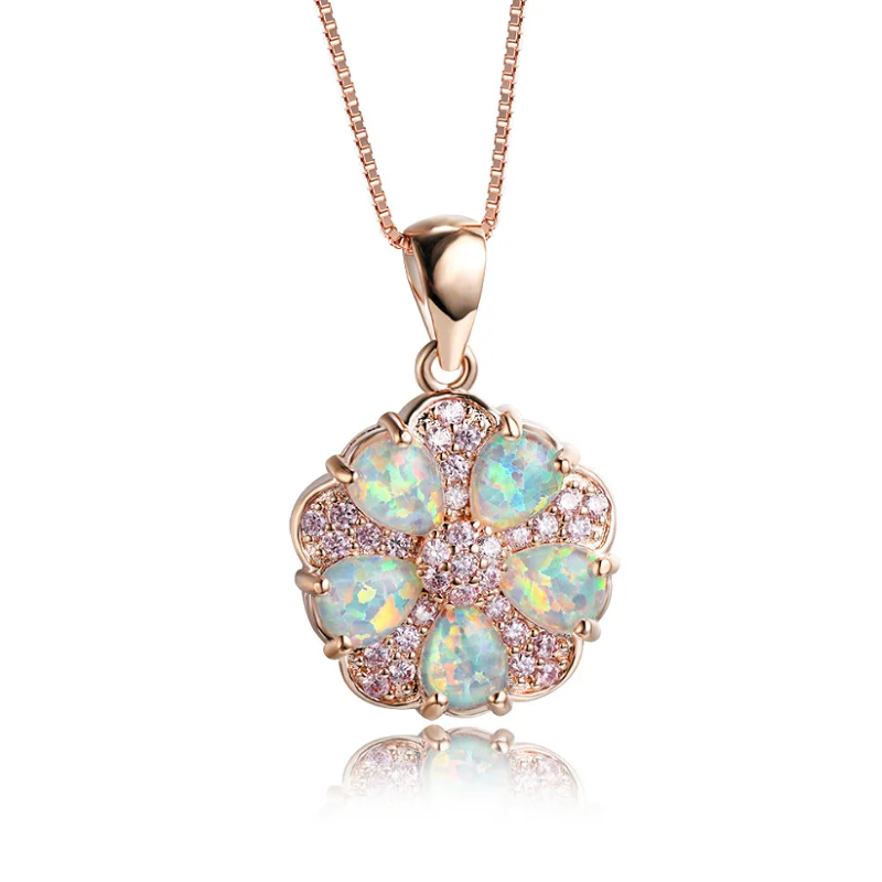 Ожерелье с подвеской в виде цветка из белого камня для женщин ювелирные изделия