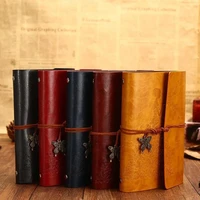 vintage a6 leather spiral six hole notebook 80 sheets kraft paper creative butterfly journal planner office school stationery
