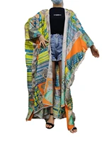african clothes for women oversize fashion open side silk printed blouse for women traditional middle east causal boho kimono