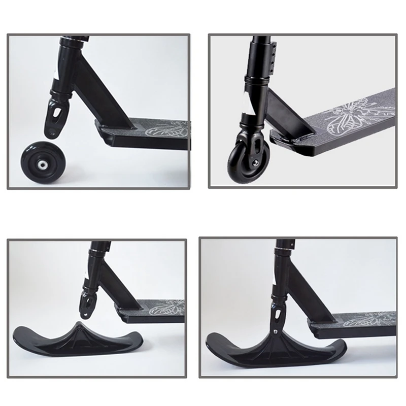 

4Pcs Children's 2 in 1 Dual Purpose Ski Scooter with Two Wheels Outdoor Equipment,Compact Winter Snow Kick & Ski Skooter