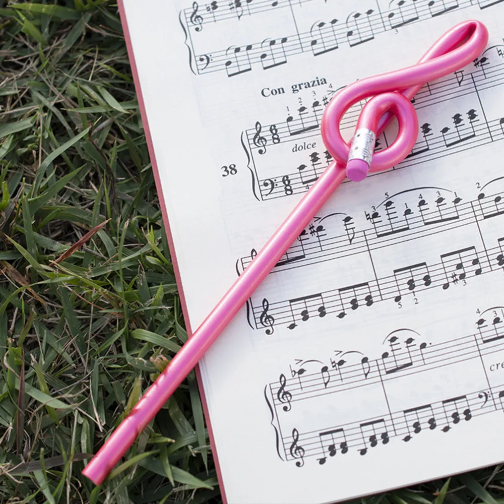 

5Pcs Note Design Pencils with Eraser Chic Office School Stationery Pencils