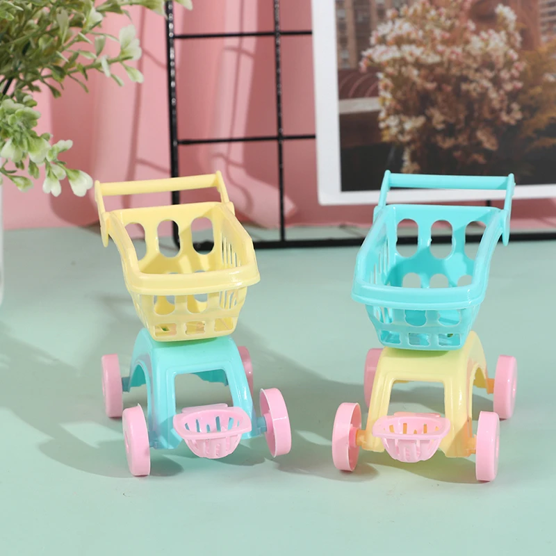 

Creative Dollhouse Mini Handcart Simulation Small Supermarket Shopping Cart Utility Cart Pretend Play Toys Strollers Kids Gift