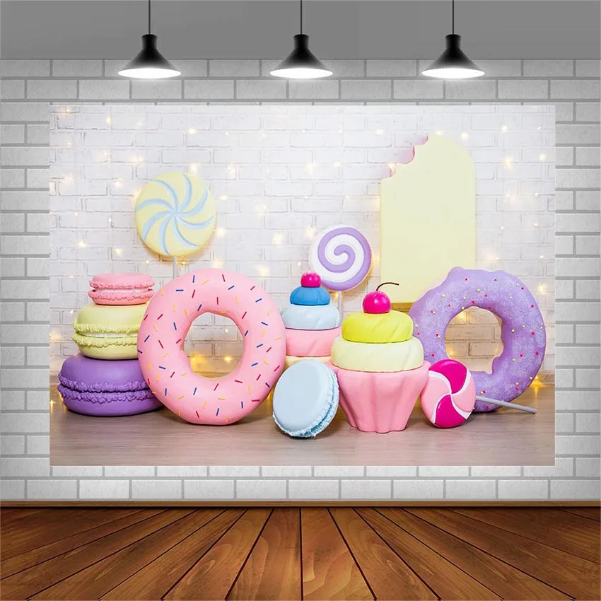 Фон Avezano для фотосъемки с изображением десерта Макарон пончики детского душа фон