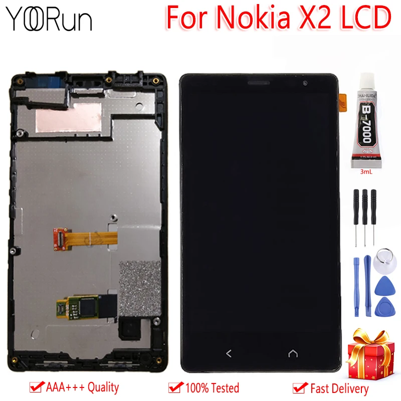 ЖК дисплей с сенсорным экраном и рамкой в сборе для Nokia X2 X2DS RM 1013 1014|Экраны