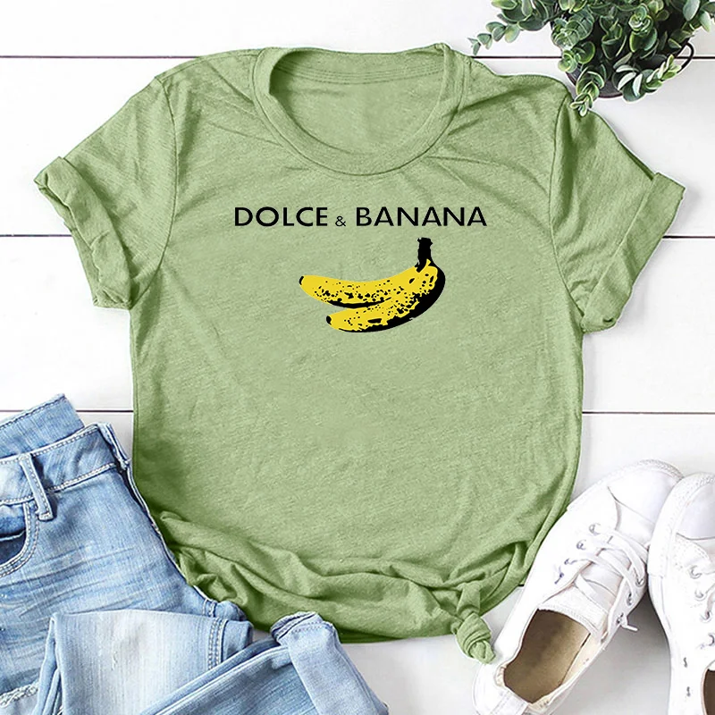 Забавная футболка Dolce & с рисунками в виде бананов комплекты для женщин коротким