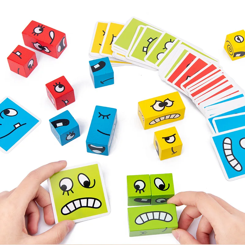 Vokmascot Cartoon Face Changing Cube Building Blocks Children Early Education Training Thinking Challenge Level Board Game Toys |