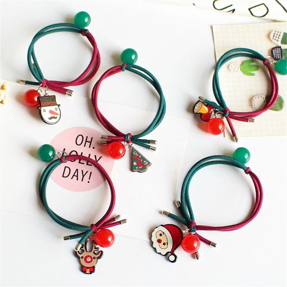 

Korean Elastic Hair Ring Cute Cartoon Christmas Children's Hair Accessories Rubber Band Hair Rope Headband Girl Women Headwear