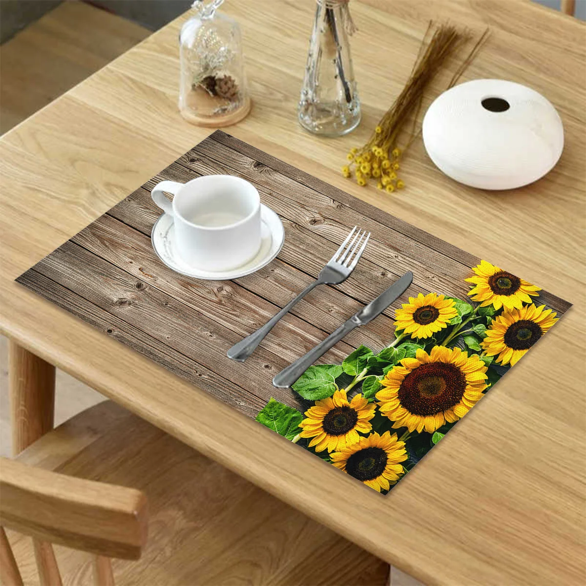 Подсолнухи деревенский узор коврик для стола Кухонное украшение салфетка