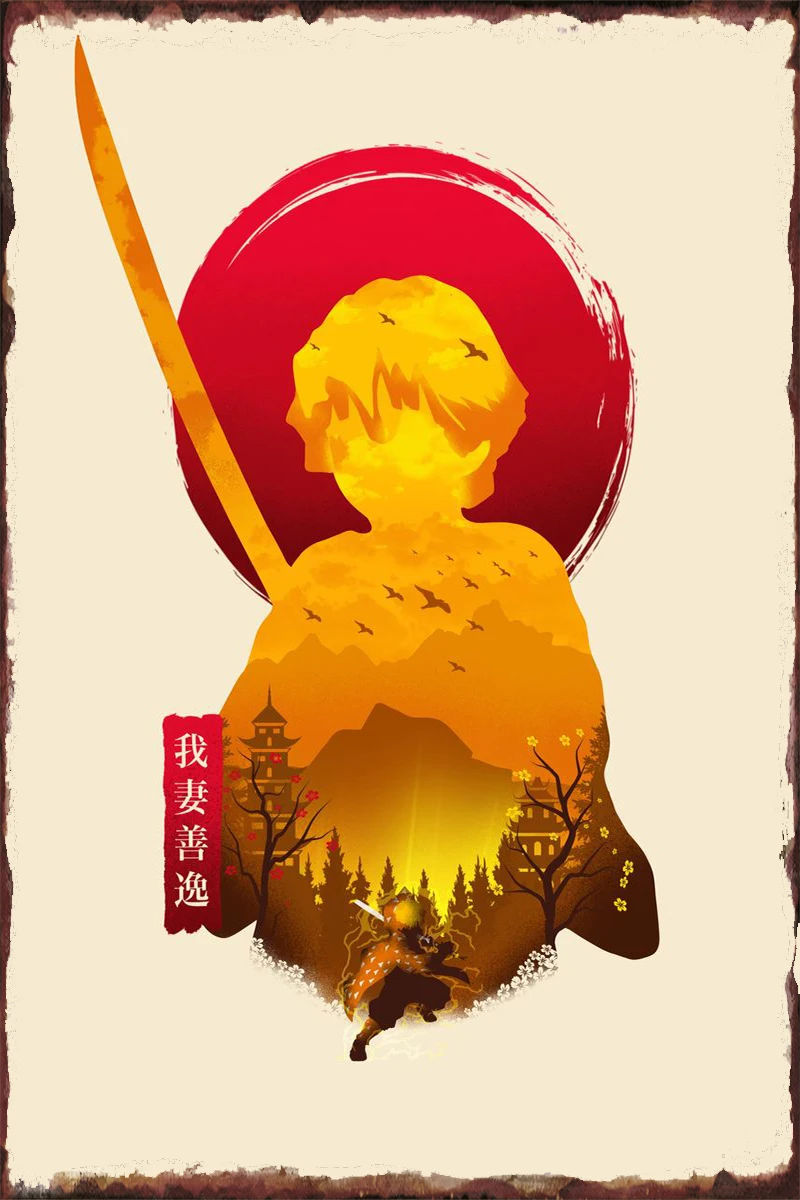 

Zenitsu Demon Slayer Metal Sign Tin Sign Tin Plates Wall Decor Room Decoration Retro Vintage For Home Club Man Cave Cafe Pub