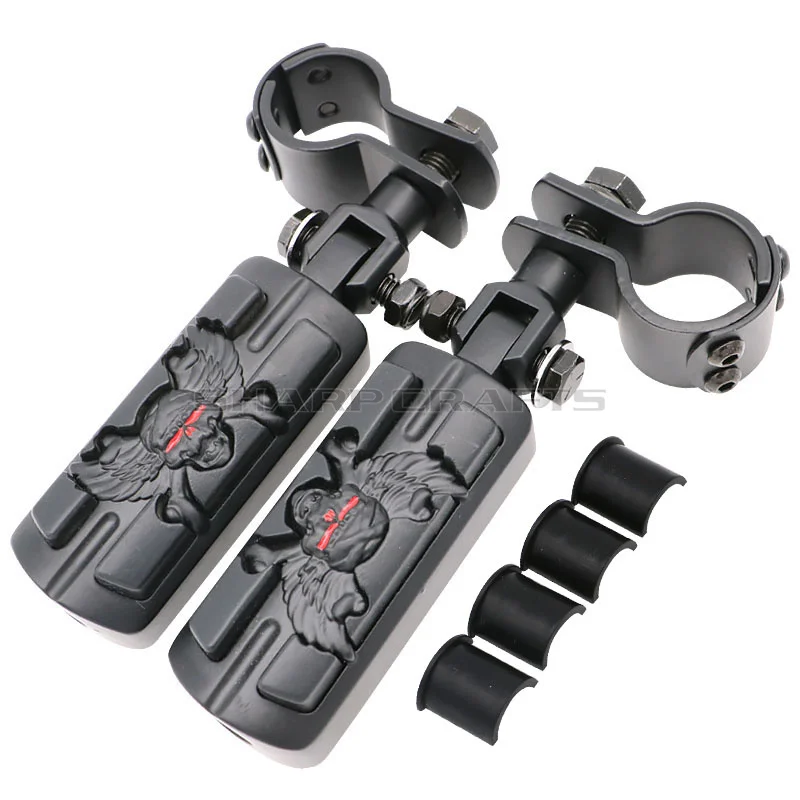 E-Black " 1-1/4" 1,2" мотоцикл автострада Крушение Бар защита двигателя подножки крепежные зажимы комплект для Yamaha Suzuki Kawasaki - Цвет: E-Black