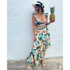 Женский винтажный купальник с воланом, Цветочная пляжная юбка, туники, бикини пуш-ап с оборками и высокой талией, банный костюм с цветочным принтом