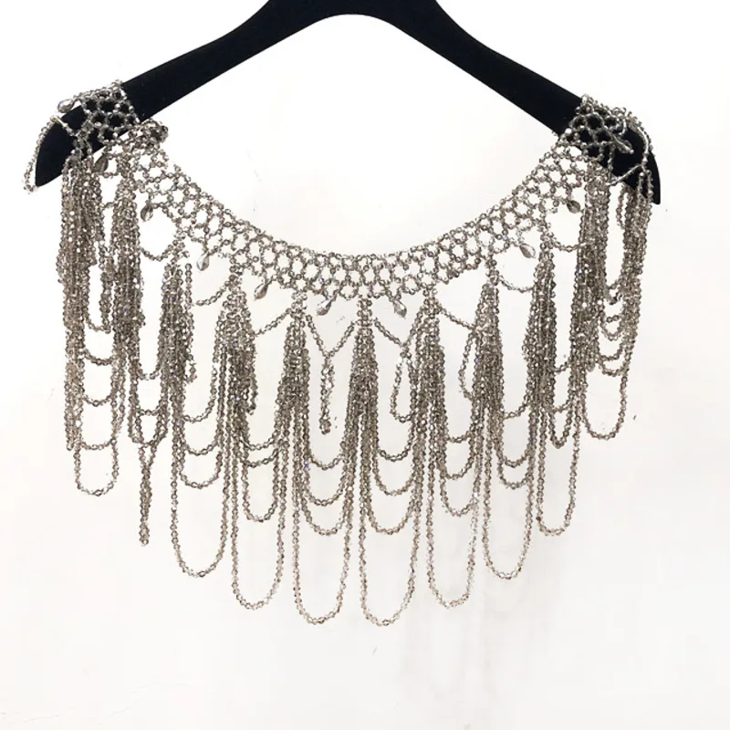 

Early spring of 2021 new wild palace style luxury heavy handmade crystal tassel bling bling shawl