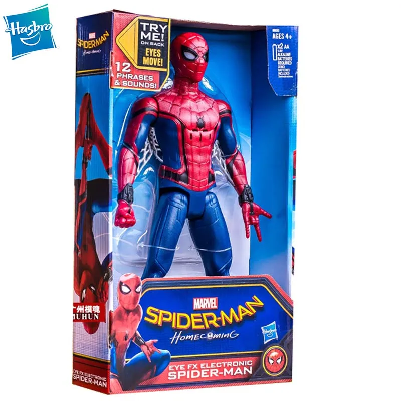 

Фигурки аниме Hasbro Marvel, 30 см, Человек-паук с подвижными глазами и звуковыми шарнирами, подвижная электрическая кукла, подарок для детей на ден...