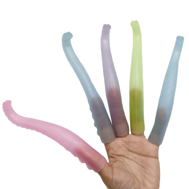 

5pcs Funny Environment Friendly Octopus Tentacles Finger Puppet Story Mini Practical Joke Toys with/without Luminous