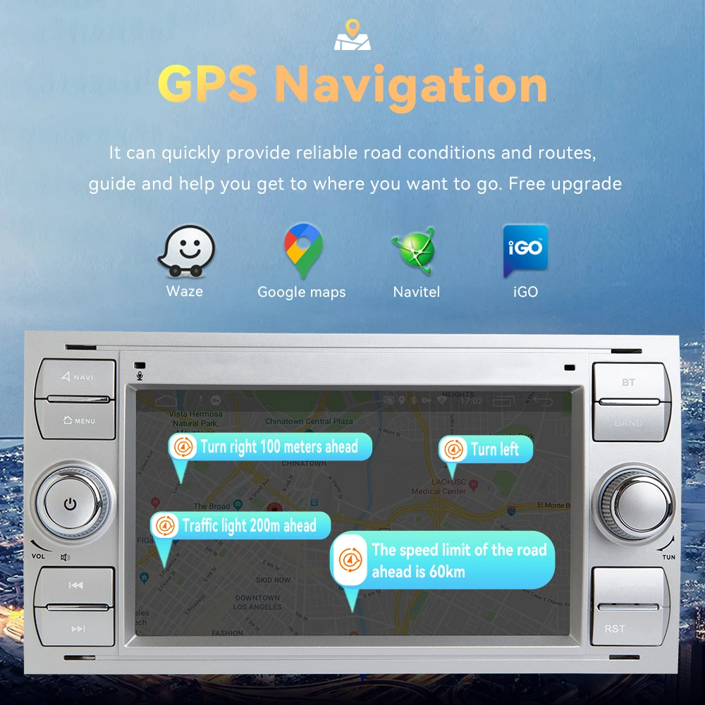 Carplay 8 Гб 2Din Android 11 Автомобильный мультимедийный плеер для Ford Focus 2 Fiesta Mondeo 4 C-max S-Max